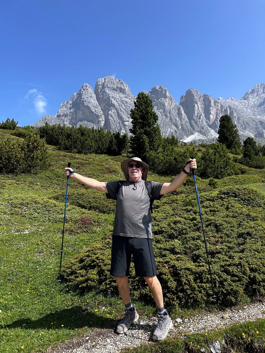 Jeff Silver hiking in the Dolomites, Italy